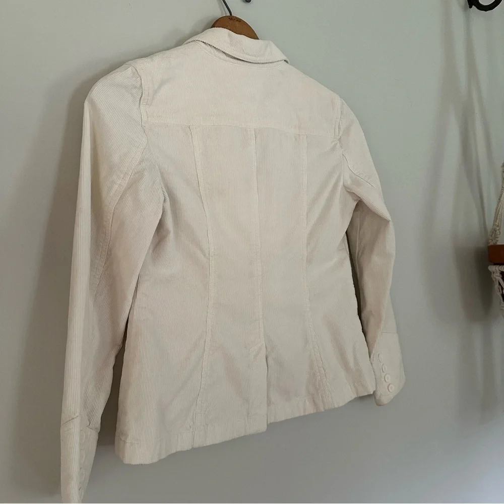 Anne Taylor Loft Corduroy  Blazer Business Casual Minimalist Cream Petite 4